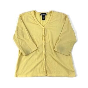 Denim & Co Womens Button Up Shirt Yellow Small